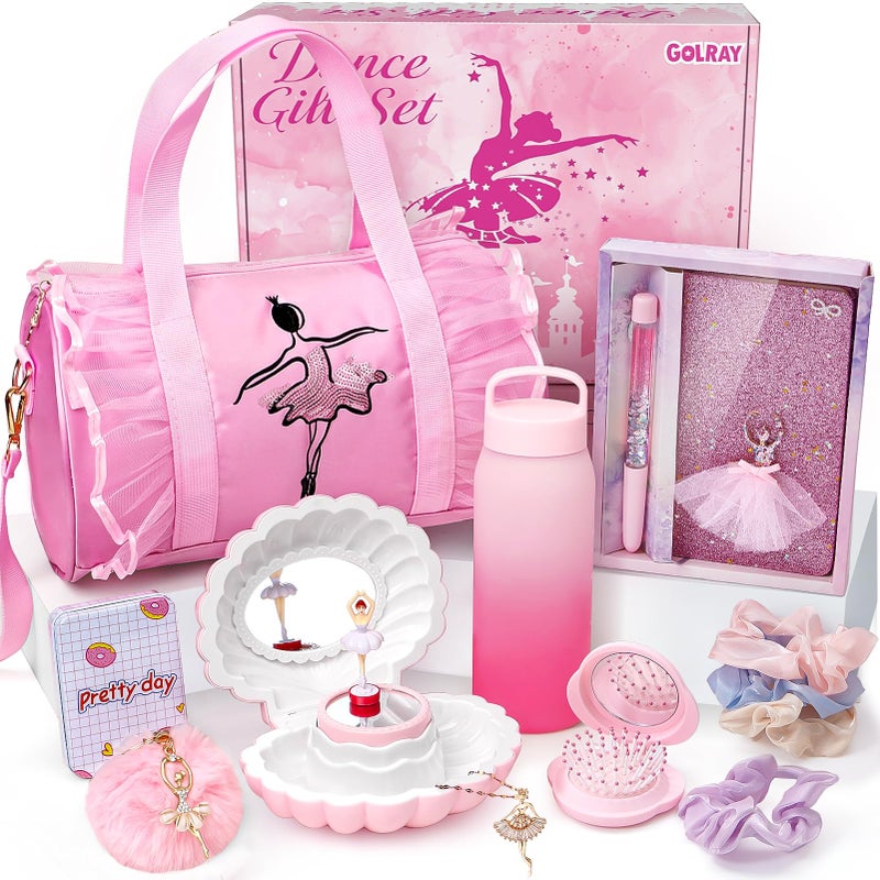 Golray 15 Pcs Dance Recital Gifts for Girls Age 5 6 7 8 12 with Ballet Dance Bag/Musical Ballerina Jewelry Box/Water Bottle/Journal Christmas Birthday Gifts Kid Girl Toy for Daughter  Granddaughter - Image 1